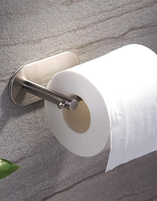 Load image into Gallery viewer, Self Adhesive Toilet Roll Holder for Bathroom Kitchen Stick on Wall Stainless Steel Brushed

