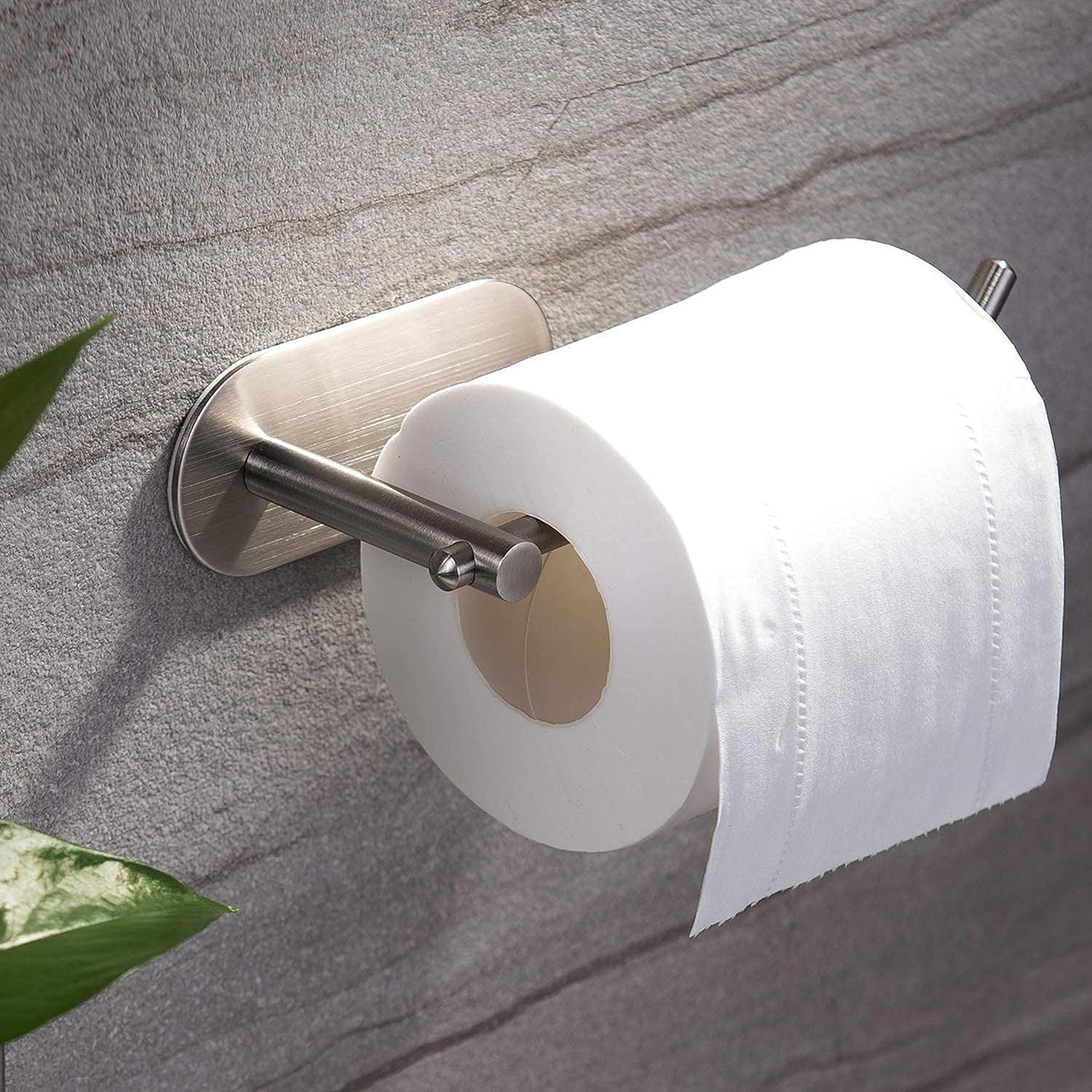 Self Adhesive Toilet Roll Holder for Bathroom Kitchen Stick on Wall Stainless Steel Brushed