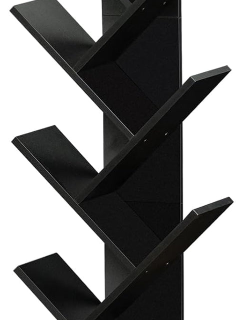 Load image into Gallery viewer, 8 Tier Tree Bookshelf with Drawer, Free Standing Wood Bookcase, Black
