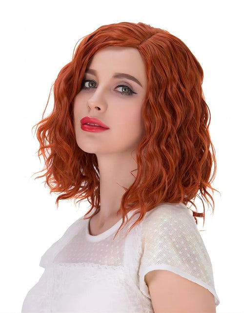 Load image into Gallery viewer, Short Curly Orange Wig, Heat Resistant 35cm Fashion Ginger Red Wig, Synthetic Curly Auburn Bob Wig Suit, Orange
