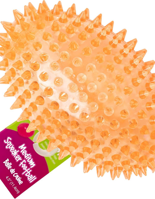 Load image into Gallery viewer, 4.5” Spiky Squeaker Football Dog Toy - Large, Cleans Teeth and Promotes Good Dental and Gum Health for Your Pet
