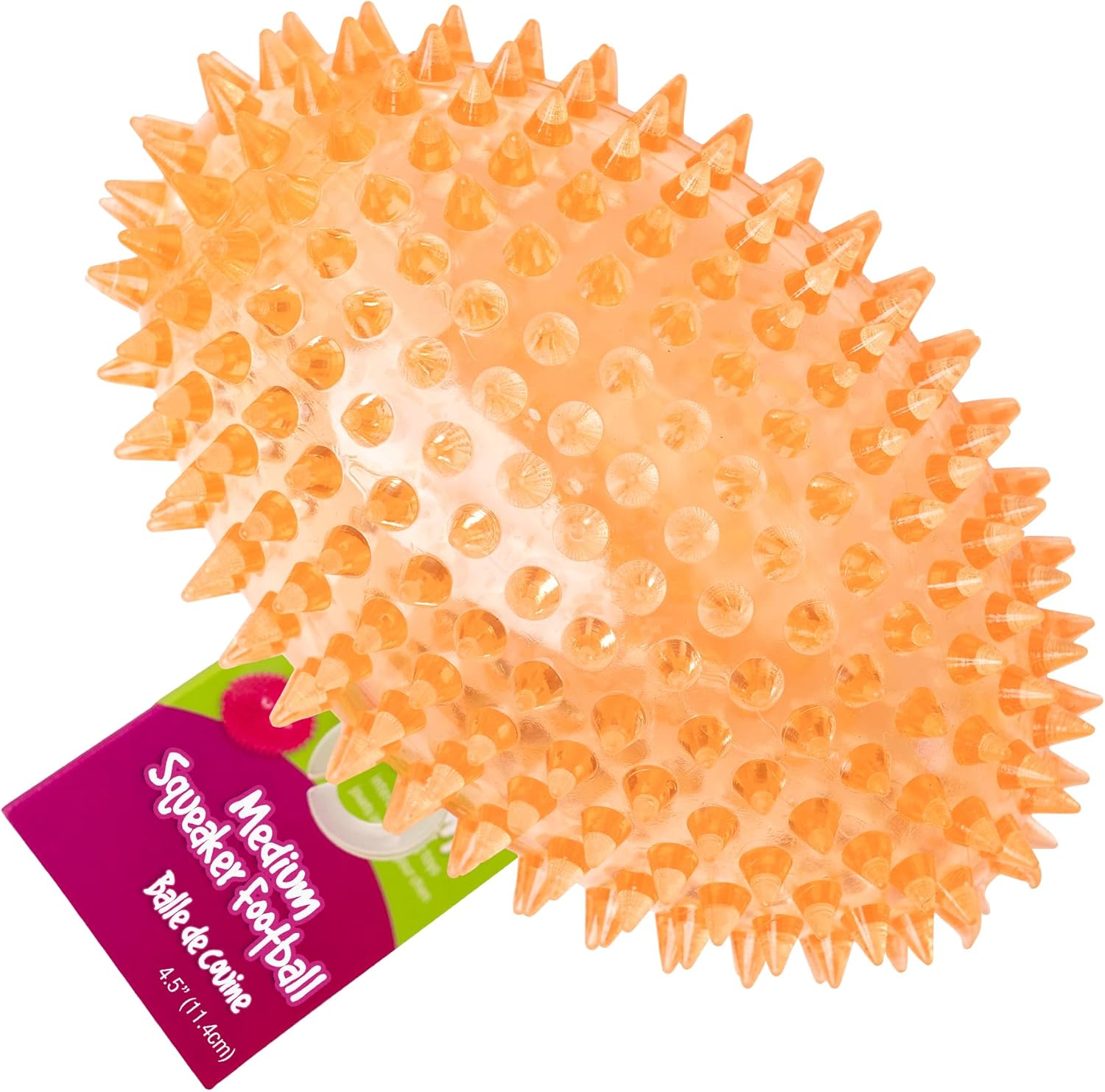 4.5” Spiky Squeaker Football Dog Toy - Large, Cleans Teeth and Promotes Good Dental and Gum Health for Your Pet