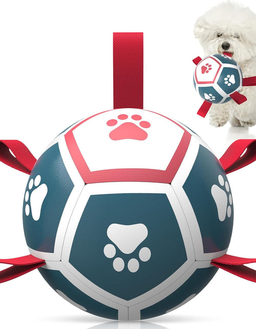 Load image into Gallery viewer, Dog Toys Soccer Ball with Straps, Outdoor Interactive Dog Toys for Tug of War, Puppy Birthday Gifts
