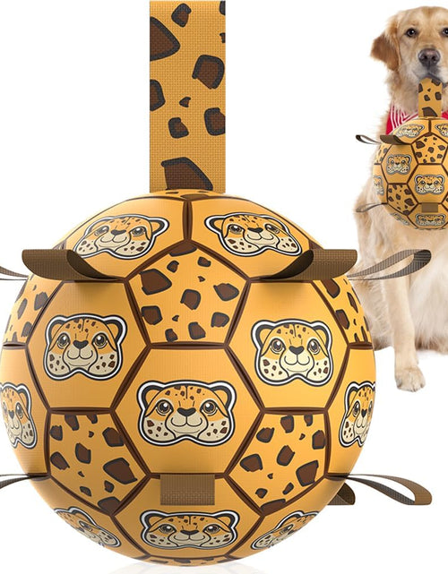 Load image into Gallery viewer, Dog Toys Soccer Ball with Straps, World Cup Interactive Dogs Toys for Tug of War  (Leopard - Large)
