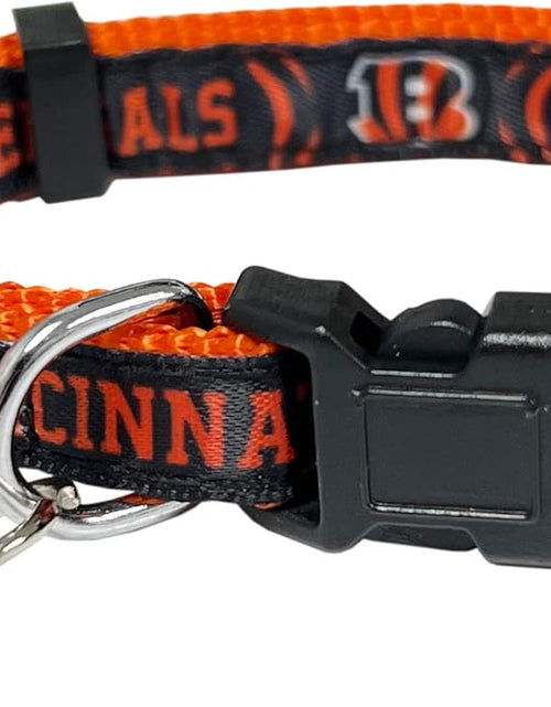 Load image into Gallery viewer, CAT Collar Cincinnati Bengals Satin Football Team Collar for Dogs &amp; Cats. A Shiny &amp; Colorful Cat Collar with Ringing Bell Pendant
