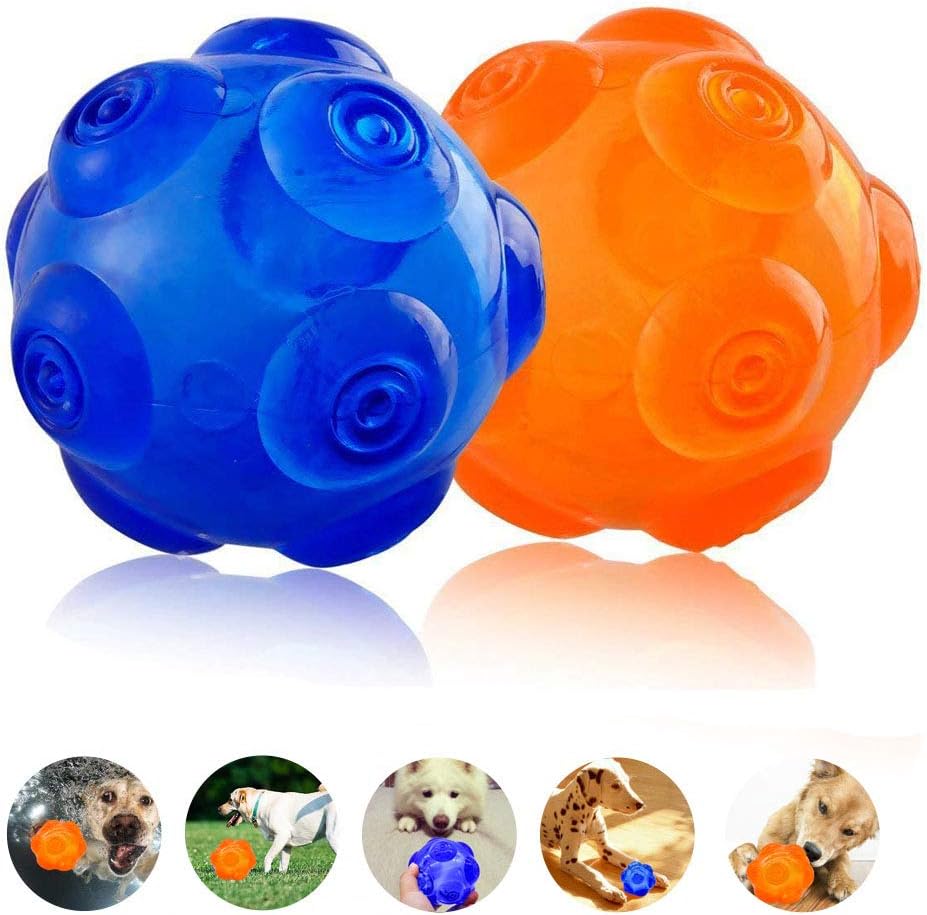 Dog Toy Squeaky Ball, Toxic Rubber Squeeze Bouncey Pet Suqaiky Interactive Toy for Medium Large Dog [Floatable on Water,3.5"]