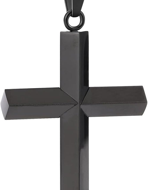 Load image into Gallery viewer, Edge Cross Necklace for Men Boys Stainless Steel Chain Cross Pendant Necklace for Men Boys, 18 inches, Black
