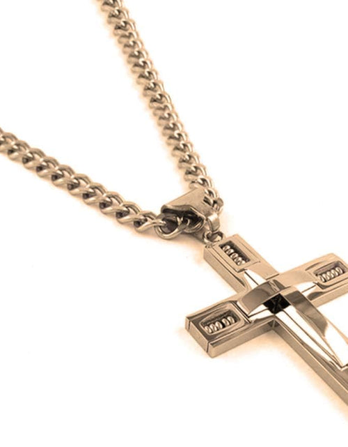 Load image into Gallery viewer, Stainless Steel Cross Pendant 24 inch Cuban Chain Necklace for Men, Rose Gold
