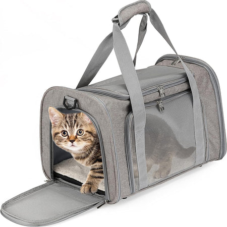 Pet Carrier, Cat Carrier, Dog Carrier, Cat Bag Carrier, Cat Travel Carrier, Soft Cat Carrier - Grey