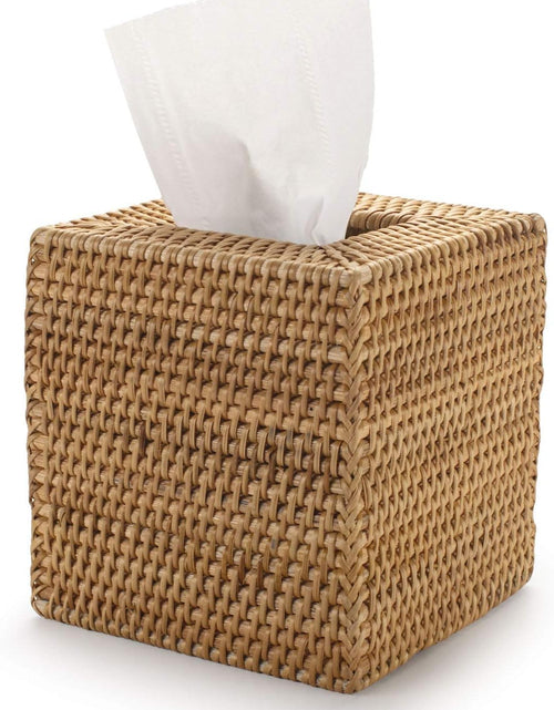Load image into Gallery viewer, Rattan Tissue Box Cover Square, Hand Woven Wicker Tissue Holder, 5.5 x 5.5 X 5.7 inch, Natural
