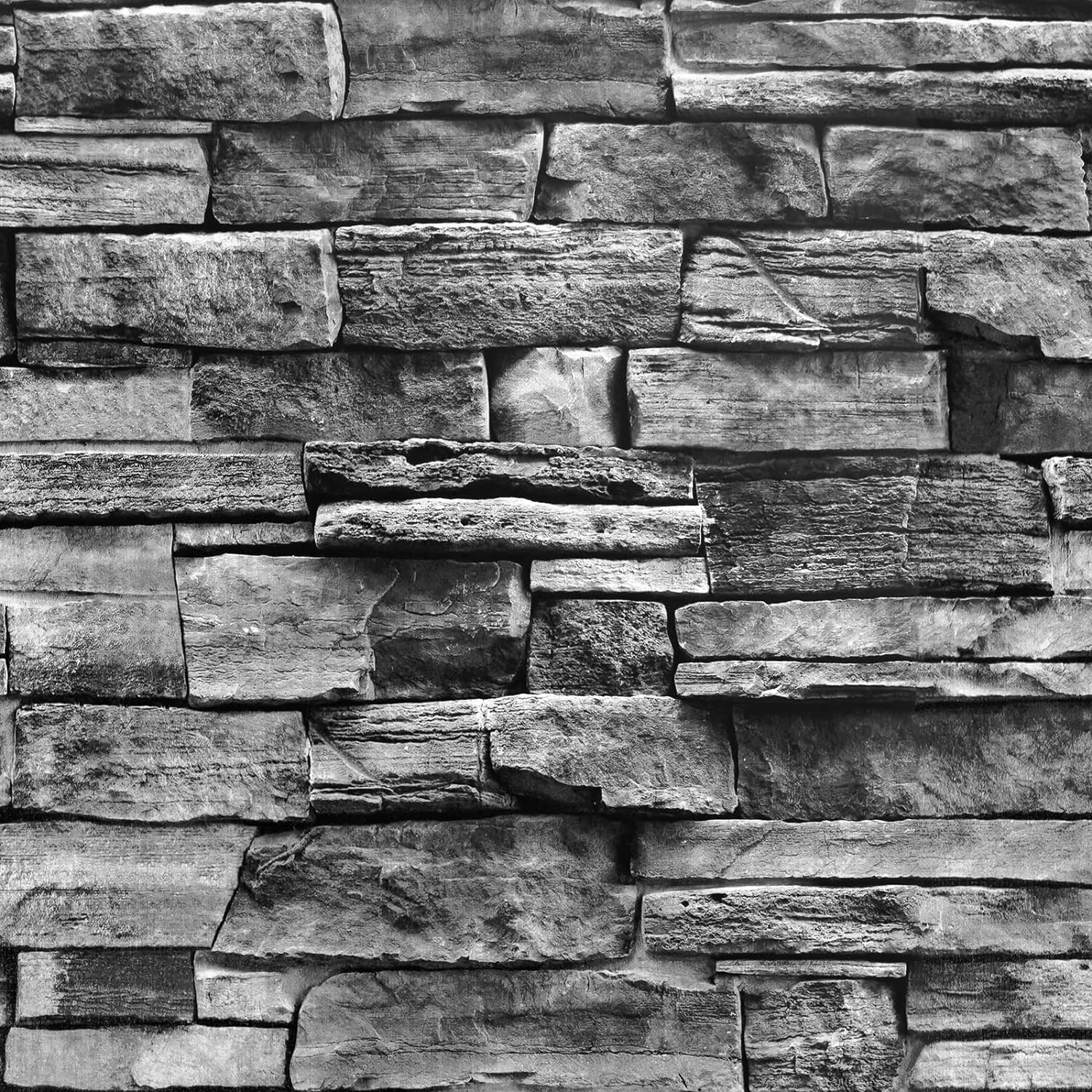 Grey Brick Peel and Stick Wallpaper 17.7inch×118.1inch Faux Stone Self Adhesive Removable Wall Paper Decor Vinyl