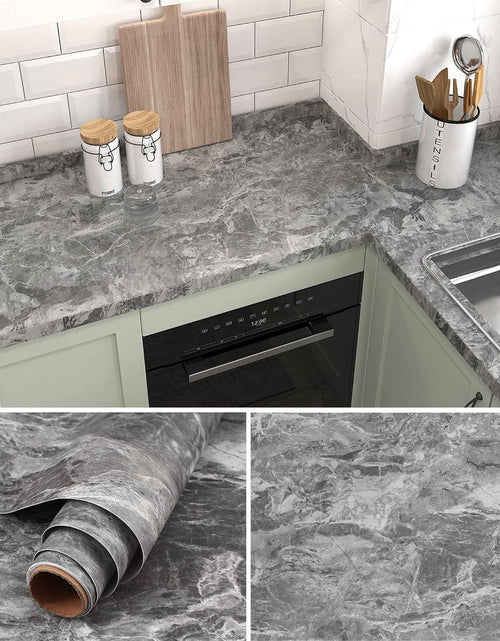 Load image into Gallery viewer, Gray Marble Contact Paper Counter Top Covers Peel and Stick Wallpaper Self Adhesive, 15.7&quot;×80&quot; Waterproof Removable Thick Matte 3D
