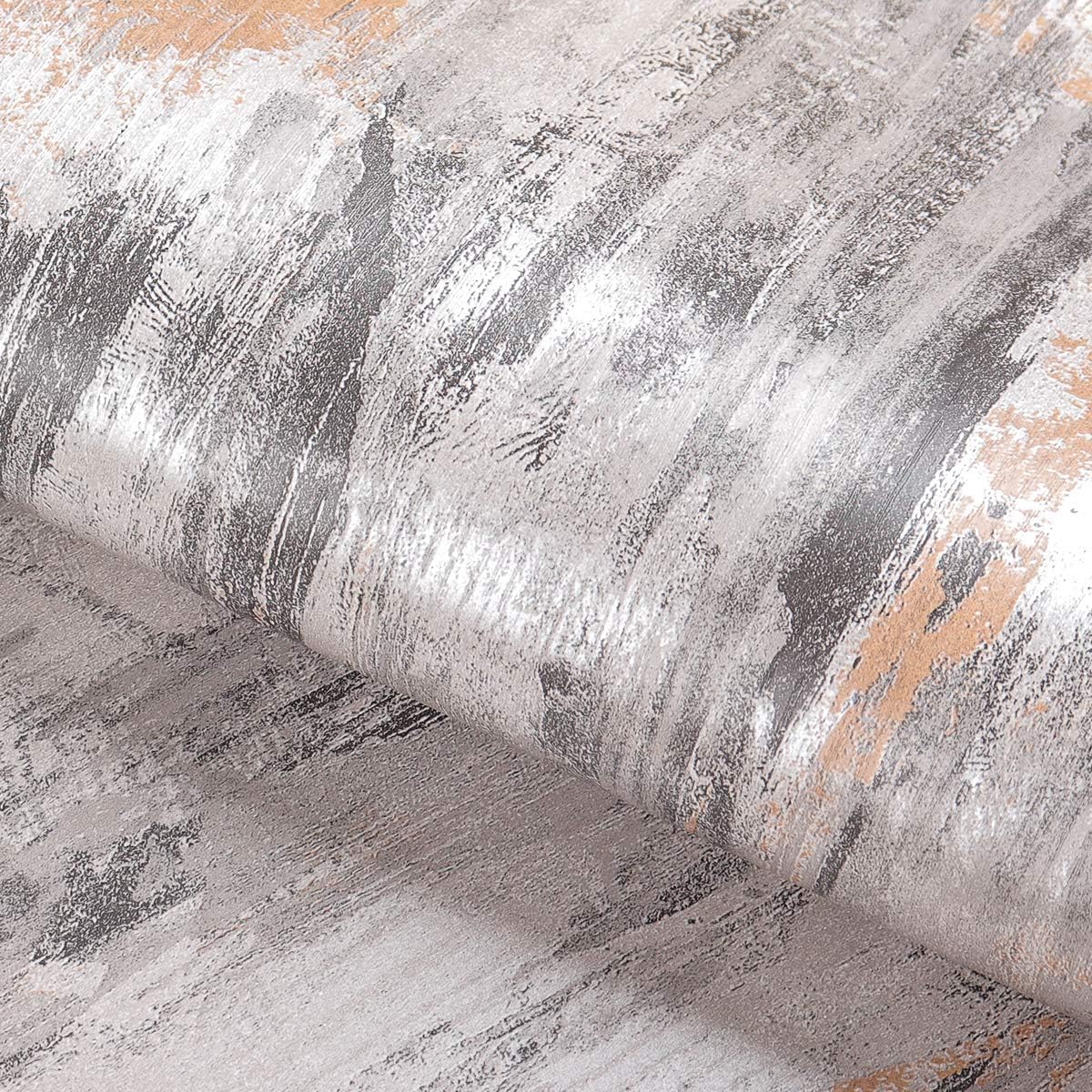 Metallic Concrete Wallpaper Peel and Stick for Bedroom Vinyl Concrete Contact Paper for Walls, Grey Silver, 15.8x78.8 inches