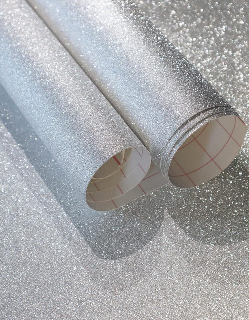 Load image into Gallery viewer, Glitter Silver Wallpaper Contact Paper Creative Covering Peel and Stick Wallpaper Removable Self Adhesive Paper DIY, 17.7&quot;x78.7&quot;

