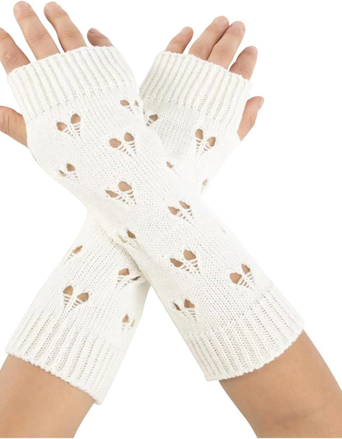 Load image into Gallery viewer, Fairy Grunge Accessories Ripped Glove Crochet Aesthetic Arm Warmers, White
