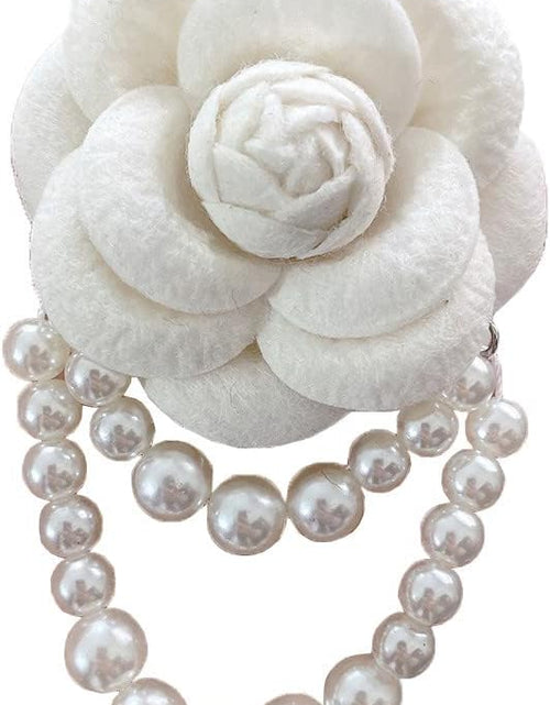 Load image into Gallery viewer, Camellia Flower Brooch Pins Pearl Tassel Corsage Jewelry Brooches for Women Shirt Collar Clothing Accessories
