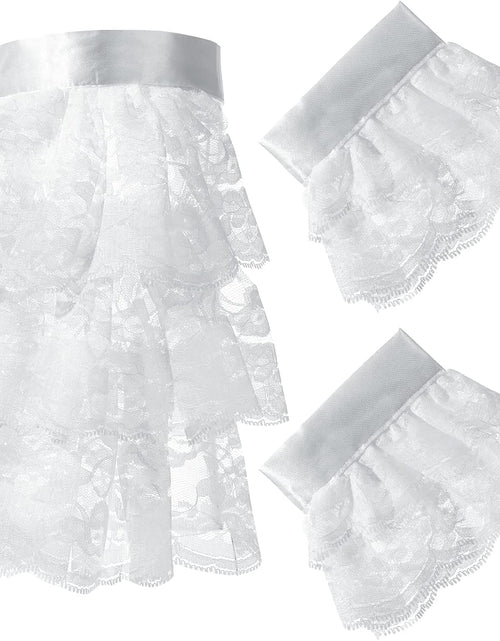 Load image into Gallery viewer, 2 Pieces Victorian Lace Jabot and Cuffs Set Pirate Costume Colonial Lace Collar Fake Sleeve Steampunk
