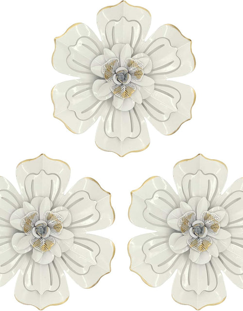 Load image into Gallery viewer, 8 Inch Large Metal Flower Wall Art Multiple Layer Home Decor for Outdoor Home Garden Porch Patio Set of 3

