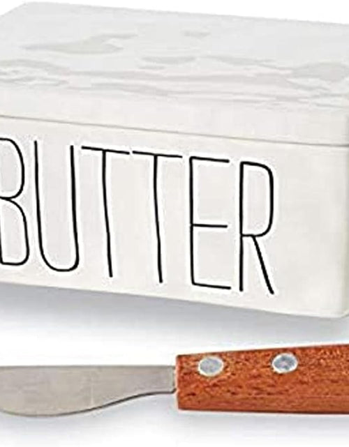 Load image into Gallery viewer, Bistro Butter Dish and Spreader Set, Assembled 3&quot; x 6&quot; x 4&quot;, 5&quot;, White
