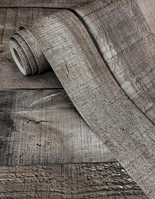 Load image into Gallery viewer, Gray Wood Peel and Stick Wallpaper Faux Wood Contact Paper 17.7inch x 118.1inch
