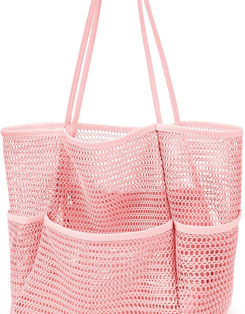 Load image into Gallery viewer, Beach Bag with Mini Pocket, Beach Tote Bags for Women Large Foldable Mesh Swimming Pool Travel Bags - Sandproof, Pink
