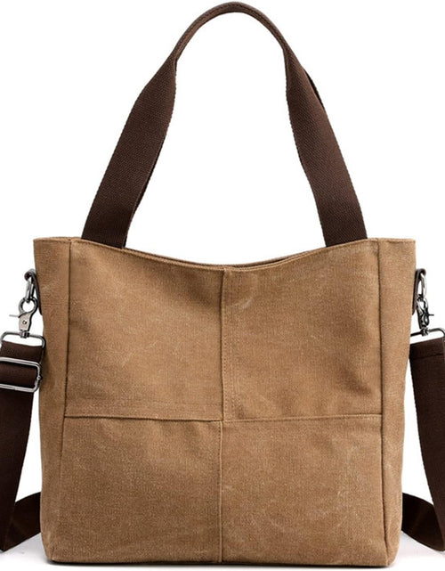 Load image into Gallery viewer, Women&#39;s Small Canvas Tote Bag Shoulder Crossbody Bags Work Purses Travel Satchel, Brown
