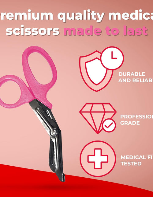 Load image into Gallery viewer, Autoclavable Titanium Bonded Bandage Shears 7 1/4&quot; Bent, Pink - 2 Pack, Pink/Black
