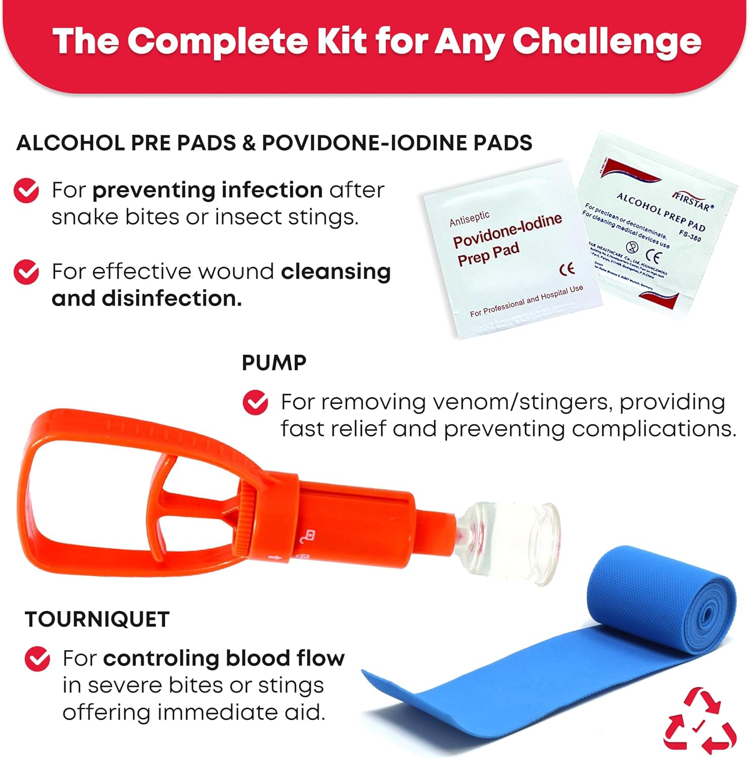 First Aid Snake Bite Venom Extractor Kit Latex Free