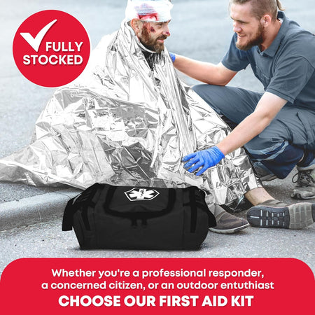 First Responder Fully Stocked Trauma First Aid Kit – Black