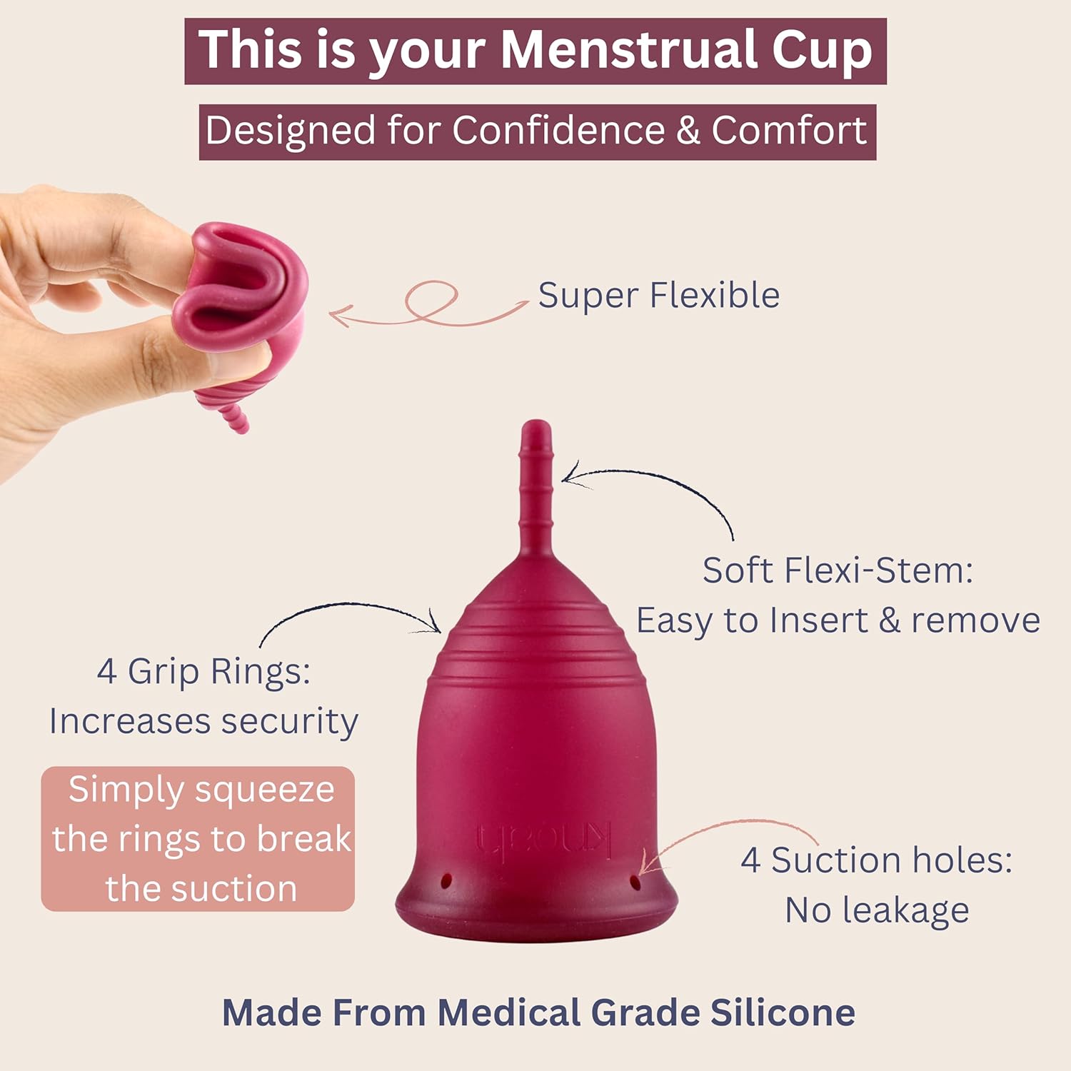 Menstrual Cup with Sterilizing Cup - Reusable, Easy to Use, Small Size