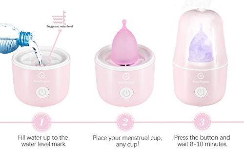 Menstrual Cup Steamer, Portable Menstrual Cup Wash Kit, Comes with Two Reusable Period Cup, Pink