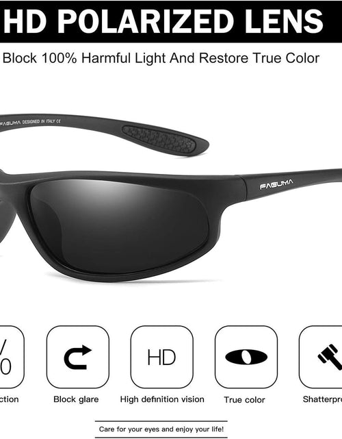 Load image into Gallery viewer, Polarized Sports Sunglasses For Men Cycling Driving Fishing 100% UV Protection (Matte Black Frame/Grey Lens)
