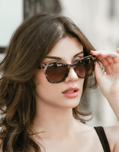Load image into Gallery viewer, Cateye Polarized Sunglasses for Women - Oversized Sun Glasses UV400 Protection Retro Shades Designer Style (Grey Demi Frame)
