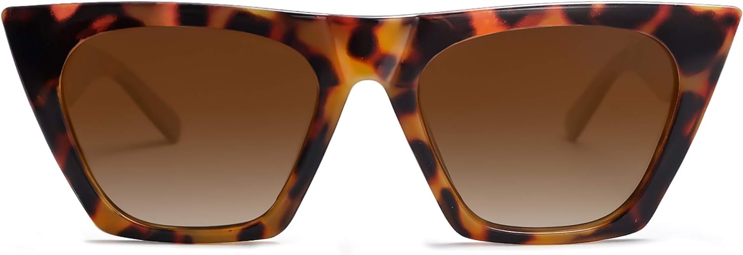 Oversized Square Cateye Polarized Sunglasses for Women Men Big Trendy Sunnies (Brown Tortoise/Brown)
