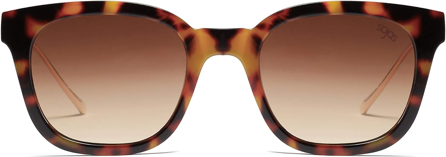 Classic Square Polarized Sunglasses for Women Men Retro Trendy UV400 Sunnies (Amber Tortoise/Brown)
