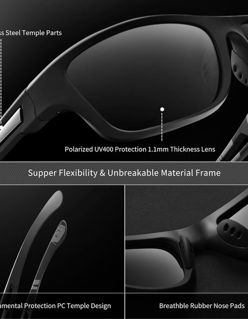 Load image into Gallery viewer, Polarized Sports Sunglasses for Men: UV400 Protection Glasses, Black
