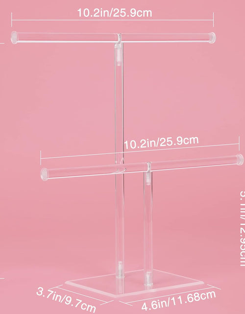 Load image into Gallery viewer, Acrylic Jewelry Stand Necklace Holder, Clear 2-Tier Tower Stand for Bangles, Necklaces, Bracelets
