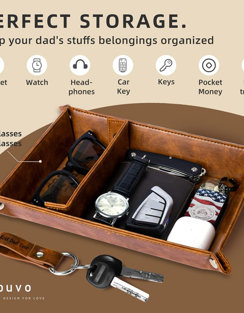 Load image into Gallery viewer, Best Dad Ever PU Leather Tray and Keychain, Gifts for Dad Fathers Day, Unique Dad Birthday
