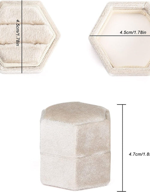 Load image into Gallery viewer, Hexagon Premium Gorgeous Vintage Double Ring Gift Box with Detachable Lid, Beige
