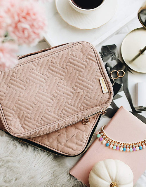 Load image into Gallery viewer, Jewelry Organizer Case Travel Storage Bag for Necklace, Earrings, Rings, Bracelet, Soft Pink, Medium
