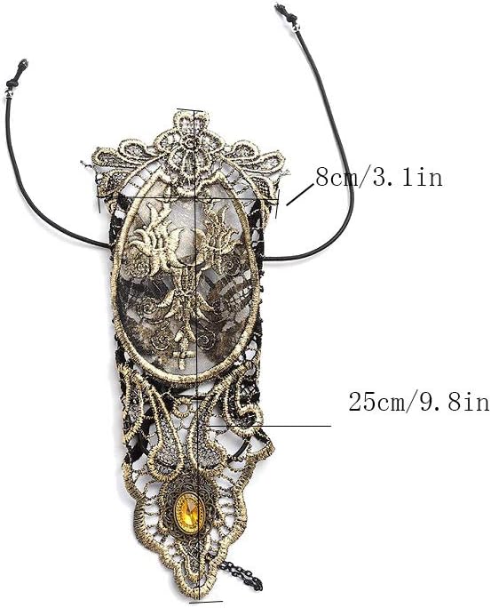 Bronzing Fingerless Gloves Women Gothic Floral Lace Steampunk Wristband, 1 Pair Small Size