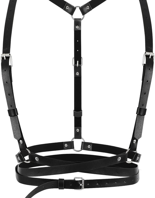 Load image into Gallery viewer, Punk Waist Belt Women PU Leather Skinny Body Adjustable Belts with Gothic Circle, Black
