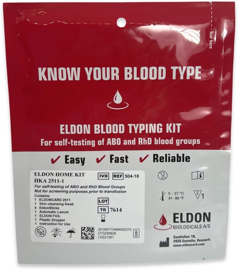 Blood Typing Kit, 1 Test, Know Your Blood Type, Instant Home Testing Kit