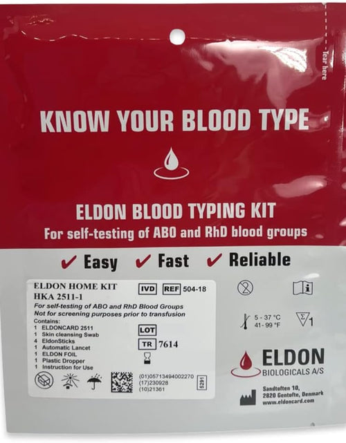 Load image into Gallery viewer, Blood Typing Kit, 1 Test, Know Your Blood Type, Instant Home Testing Kit
