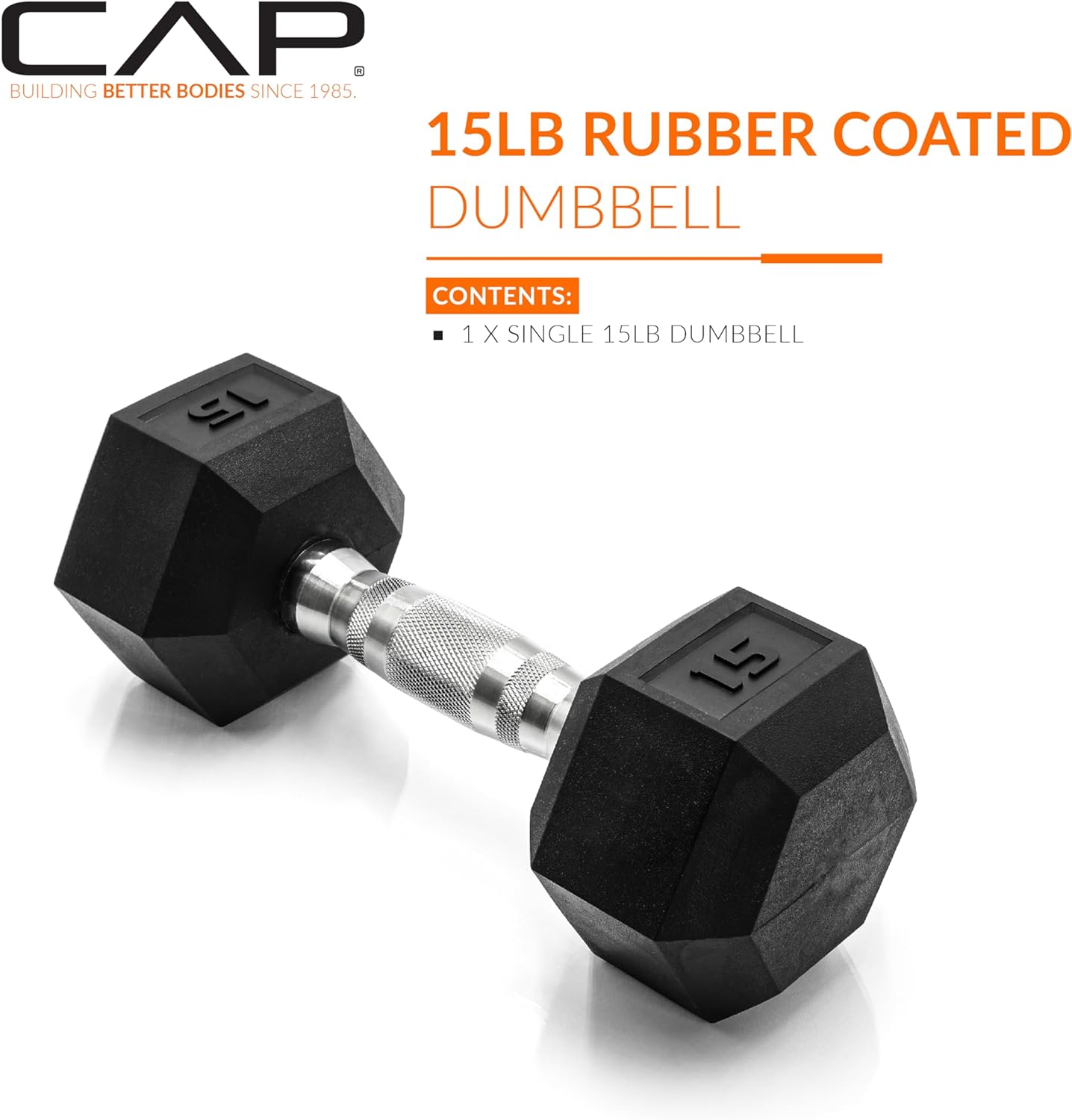 Barbell Coated Dumbbell Weight, Chrome Handle, 15 lb