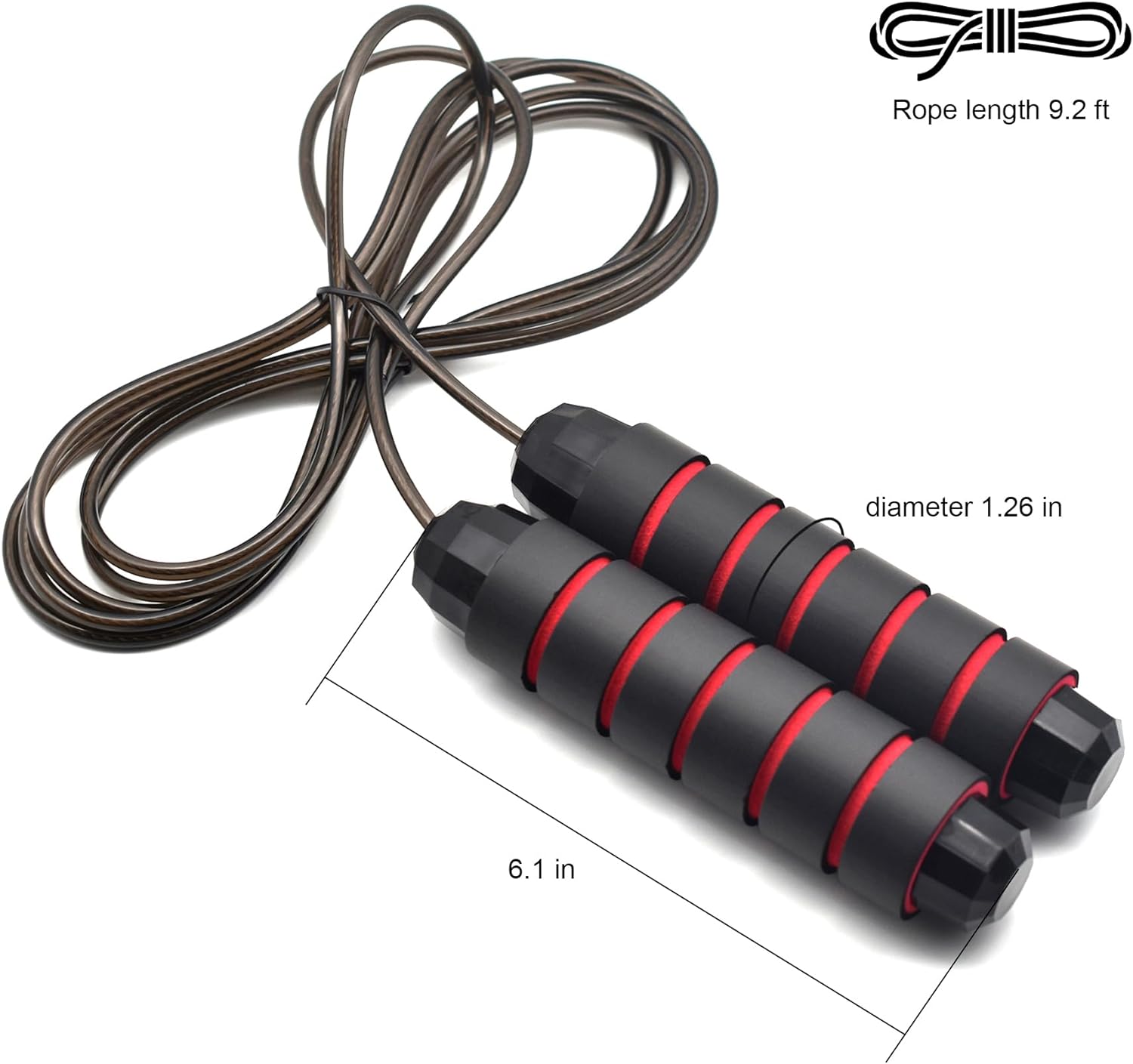 Jump Rope, Adjustable Jump Ropes, Skipping Rope Tangle-Free Rapid Speed with Ball Bearings, Red
