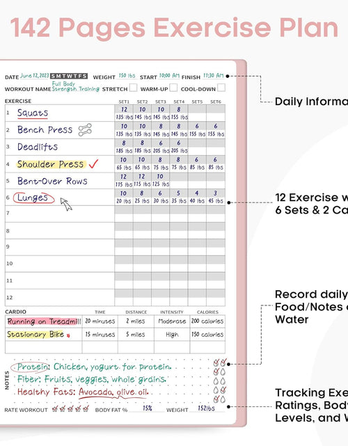 Load image into Gallery viewer, Fitness Workout Journal for Women &amp; Men, A5(5.5&quot; x 8.2&quot;), Pink

