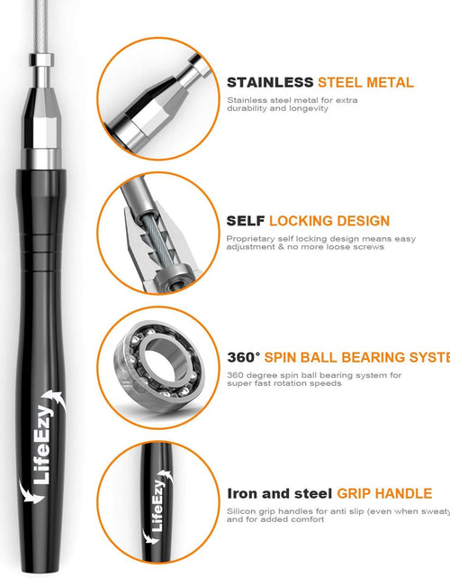 Load image into Gallery viewer, High Speed Weighted Jump Rope - Premium Quality Tangle-Free - Self-Locking Screw-Free Design, Black
