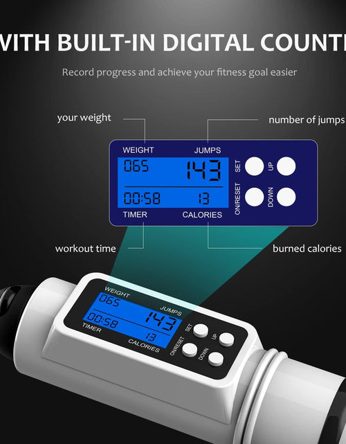 Load image into Gallery viewer, Jump Rope with Counter, Workout Jumping Rope with Steel Ball Bearings, White
