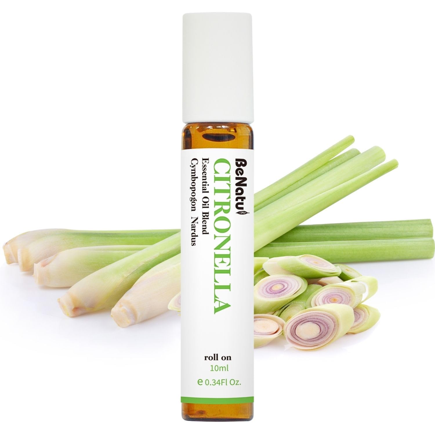 Organic Citronella Essential Oil Roll On Blend, Pre-Diluted with Coconut Oil for Skin Care, 10ml